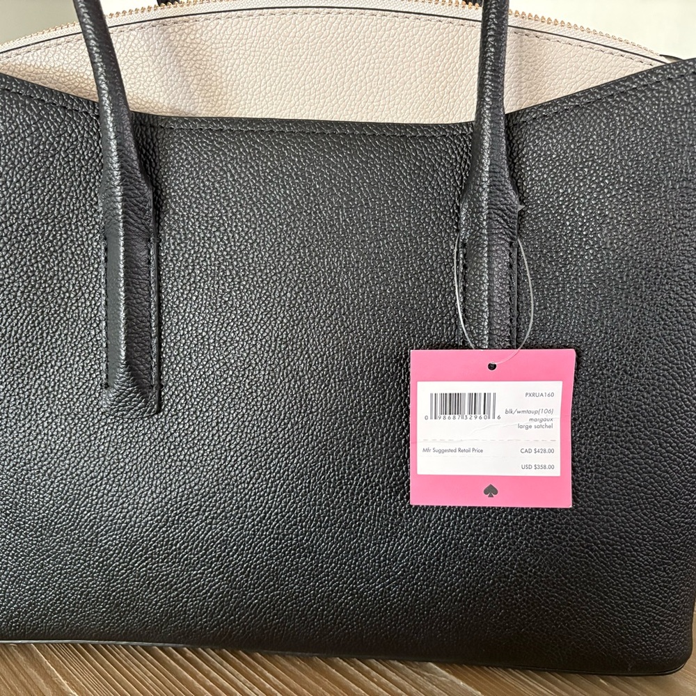 Kate Spade Black and Taupe Lg Margaux Satchel NWT